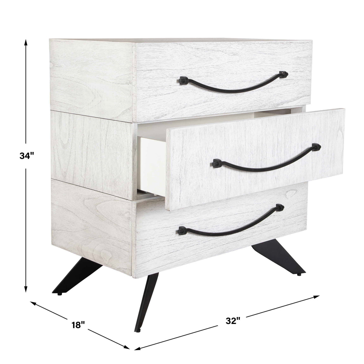 Vivi 3 Drawer Chest - White by Uttermost - View 9