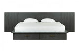 Manchester- Contemporary Platform Dark Grey Q Bed with Two Nightstands