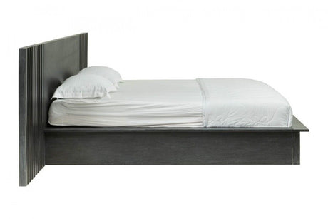 Manchester- Contemporary Platform Dark Grey Q Bed with Two Nightstands