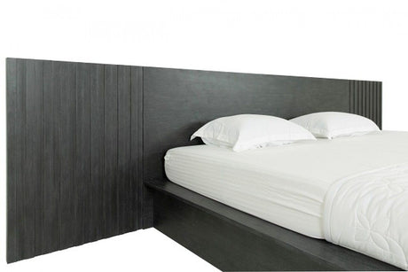 Manchester- Contemporary Platform Dark Grey Q Bed with Two Nightstands