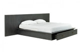 Manchester- Contemporary Platform Dark Grey Q Bed with Two Nightstands