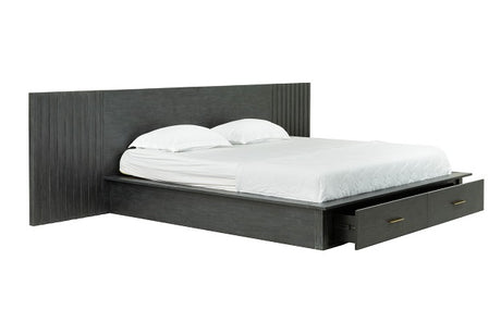 Manchester- Contemporary Platform Dark Grey EK Bed - View Image 1