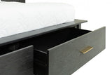 Manchester- Contemporary Platform Dark Grey Q Bed with Two Nightstands