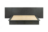 Manchester- Contemporary Platform Dark Grey Q Bed with Two Nightstands