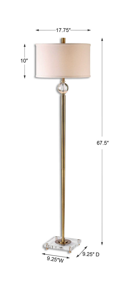 Mesita Floor Lamp Brass - Yellow / Beige by Uttermost - View 3