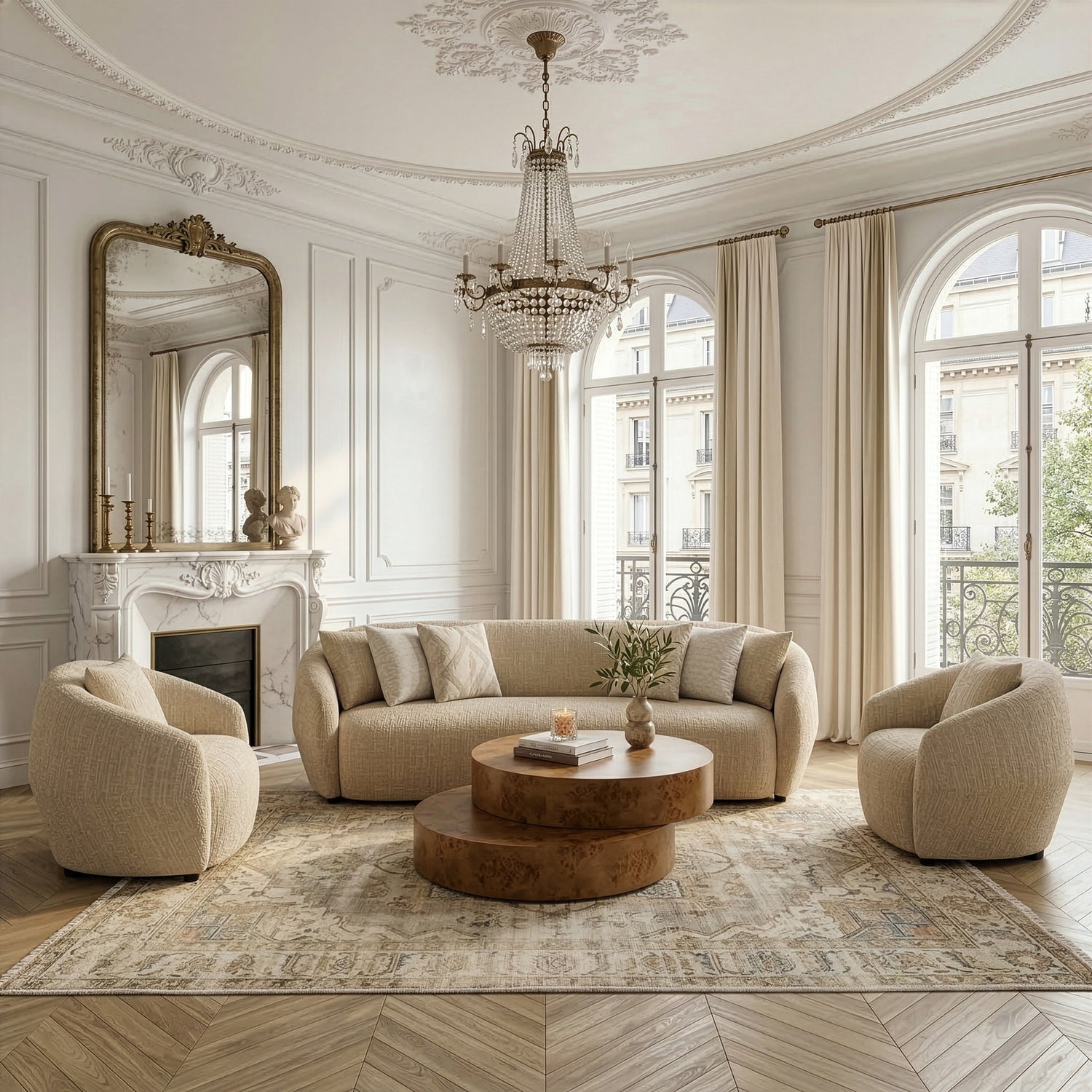 Belinda - Modern Beige Fabric 4-Seat Sofa - View Image 1