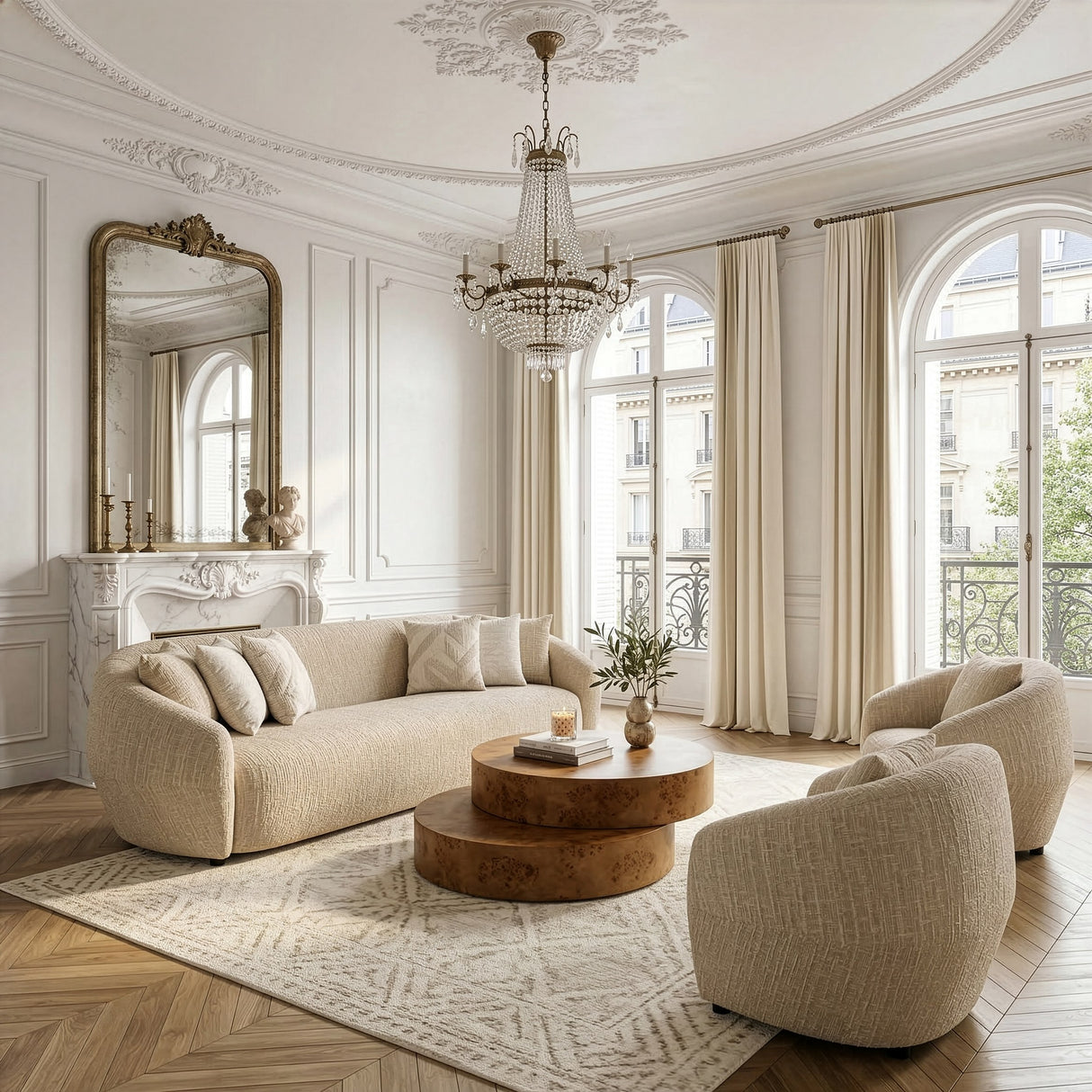 Belinda - Modern Beige Fabric 4-Seat Sofa - View Image 1