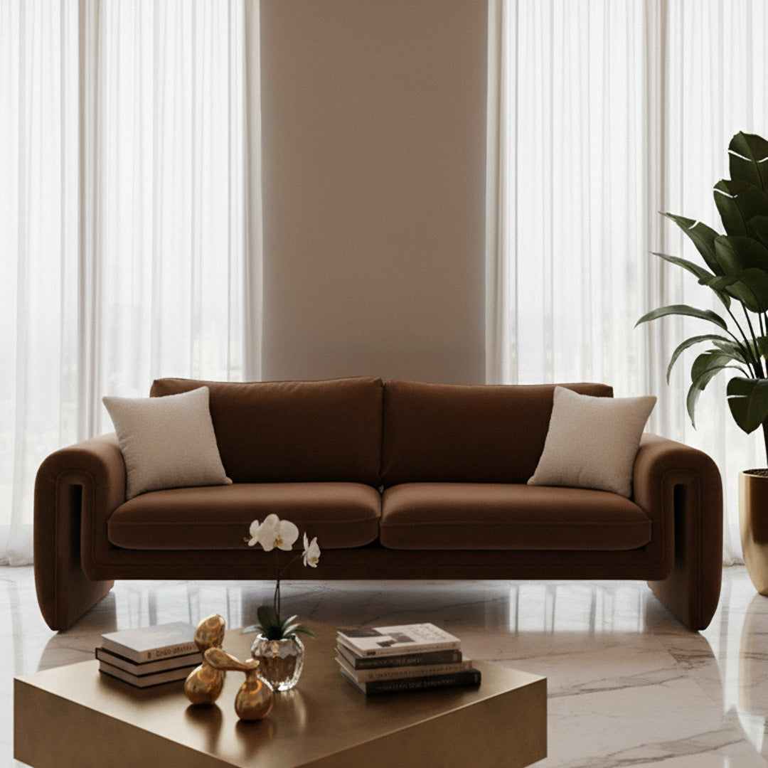 Bentley - Modern Brown Velvet Sofa - View Image 1