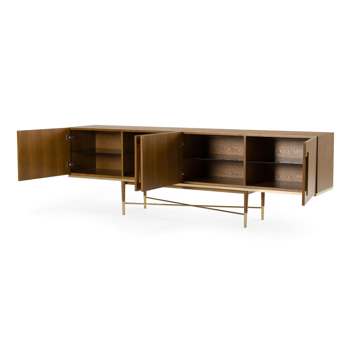 Modrest Bernard Mid-Century Modern Walnut & Gold Buffet Vgcssb-17118
