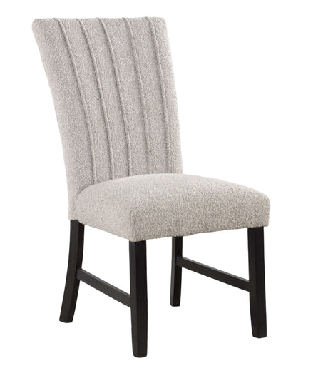Beautiful Genuine Marble Top Dining Table 6x Side Chairs Gray Boucle Fabric Upholstered Chair Dining Room 7pc Set Wooden Furniture - sold by Home Elegance USA