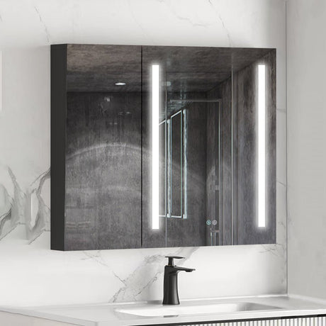 30x30 inch LED Bathroom Medicine Cabinet with Mirror Defogging, Dimmer Black - W995S00001 - image - 14