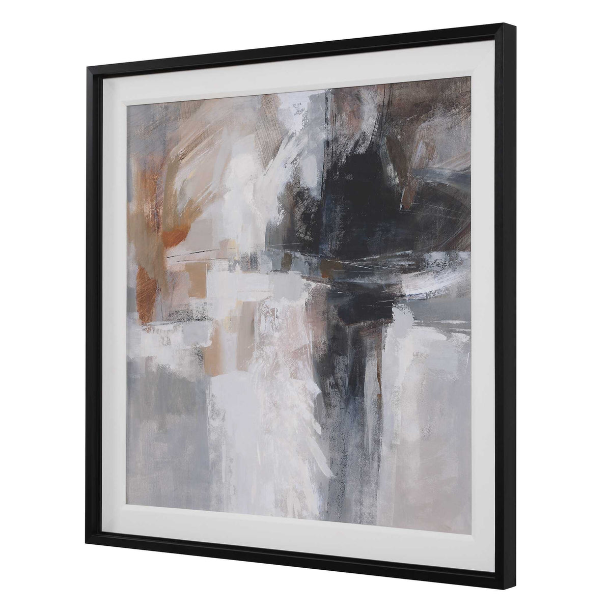 Wings Neutral Abstract Framed Print - Black by Uttermost - View 4