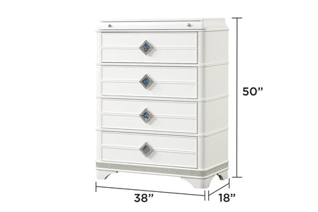 Laguna Modern Style 5 Pc Queen Upholstered Bedroom Set Made with Wood and Crystal Accents in White(CA INVENTORY) - sold by Home Elegance USA
