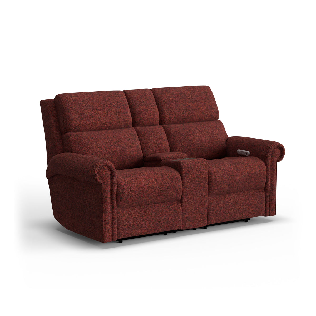 Bernard Power Fabric Reclining Loveseat With Console, Power Headrest, & Lumbar | Flexsteel