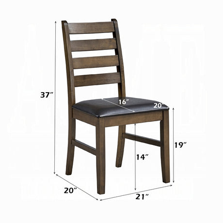 Walnut Finish 5pc Dining Set Table and 4 Side Chairs Brown Synthetic Leather Upholstery Solid Rubber Wood Kitchen Furniture - sold by Home Elegance USA