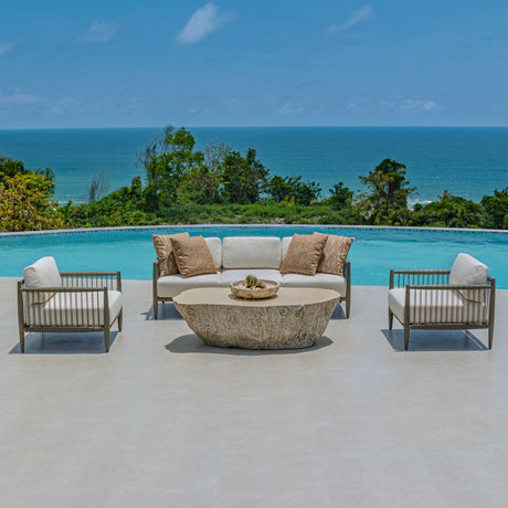 Borneo Outdoor Sofa Brown / Oyster White - White / Dark Brown by Uttermost - View 3