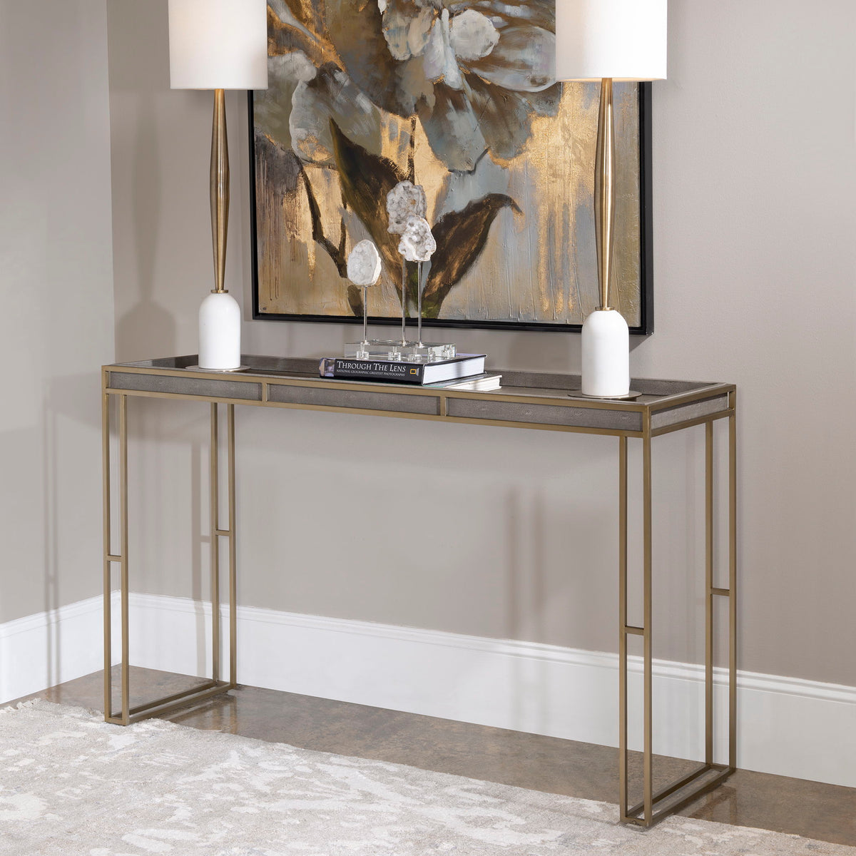 Cardew Modern Console Table Silver & Gold - Silver / Gold by Uttermost - View 4