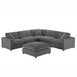 Caylie Modular 6-Piece Sectional in Charcoal with Solid Wood Legs - sold by Home Elegance USA