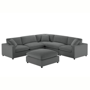 Caylie Modular 6-Piece Sectional in Charcoal with Solid Wood Legs - sold by Home Elegance USA