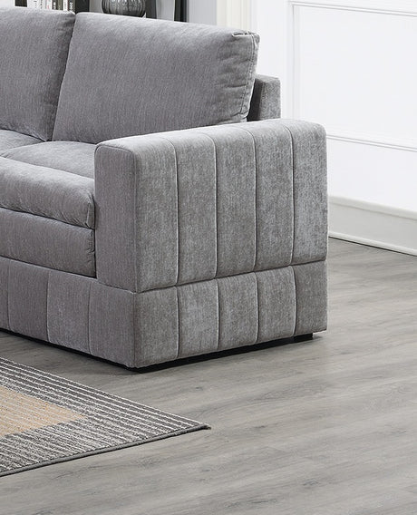 Contemporary Modular 6-Piece Sectional Sofa Set in Graphite Morgan Suede | Ideal for Living Rooms - sold by Home Elegance USA