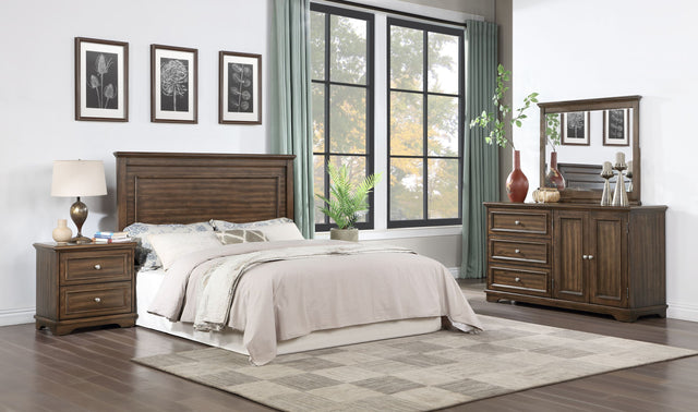 Franklin Brushed Walnut Finish 4PC Pack Full Bed Set