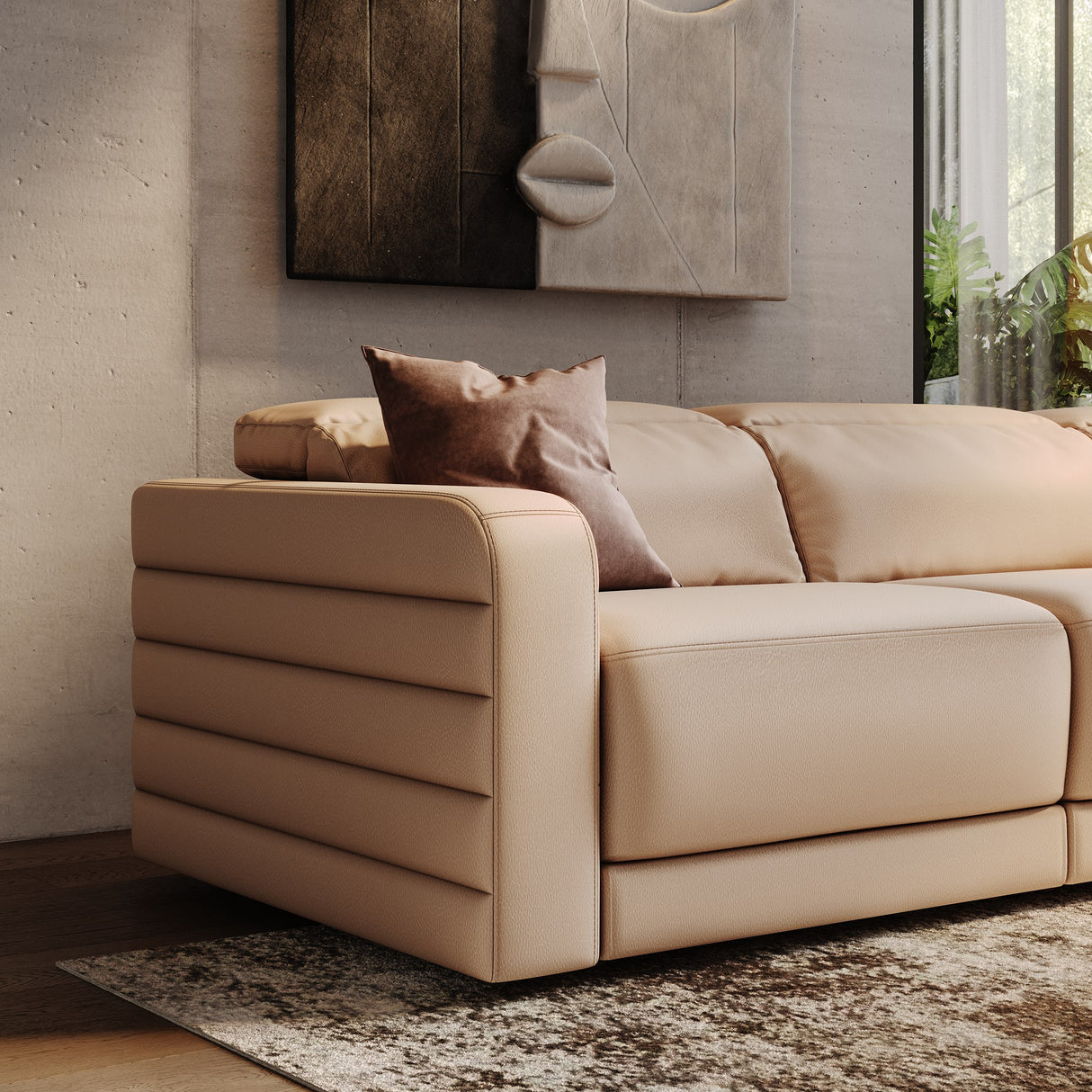 Bianca - Modern Brown Leather Sectional Sofa w/ 3 Recliners - View Image 1