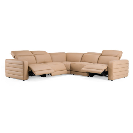 Bianca - Modern Brown Leather Sectional Sofa w/ 3 Recliners - View Image 1