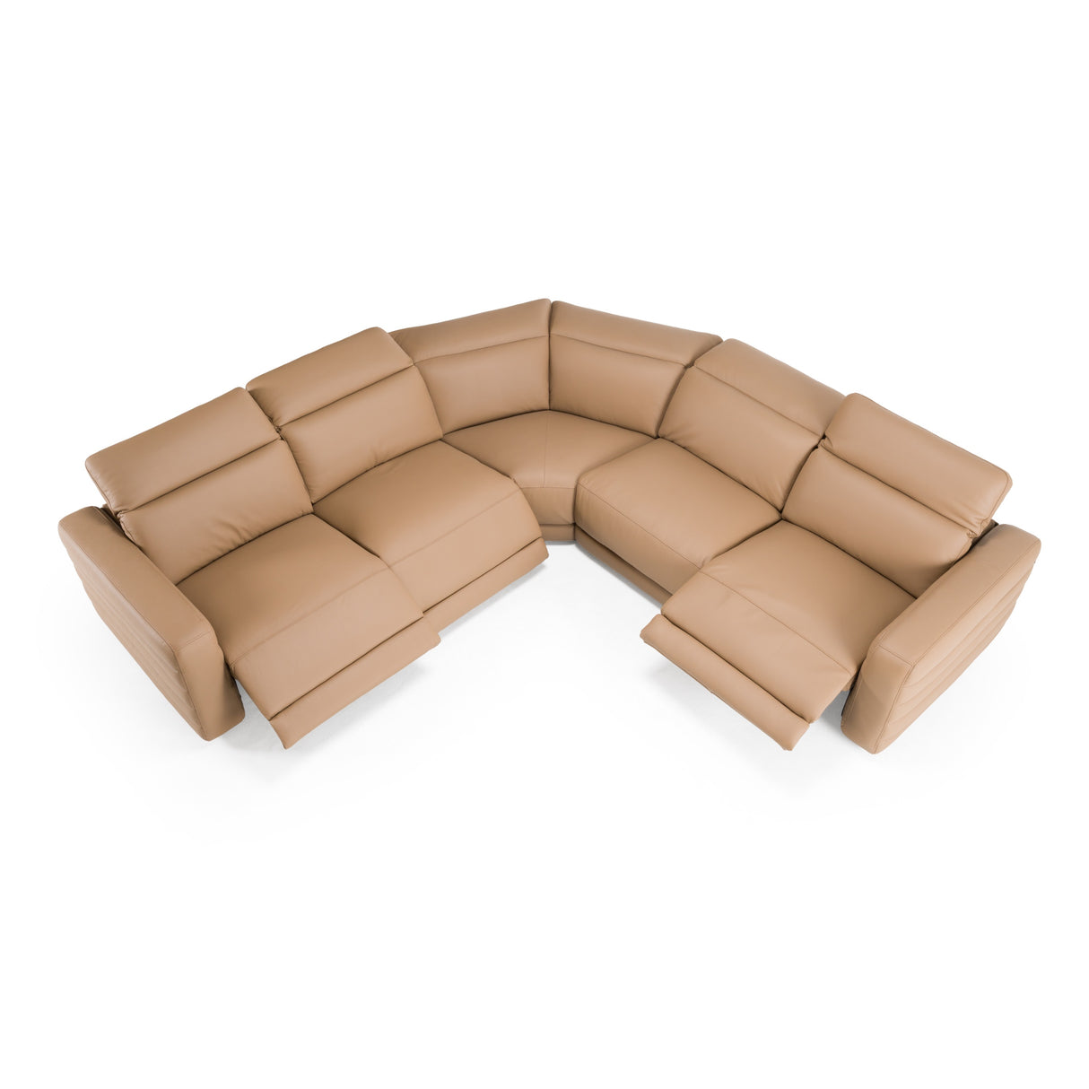 Bianca - Modern Brown Leather Sectional Sofa w/ 3 Recliners - View Image 1