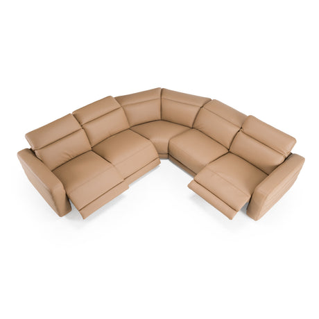 Bianca - Modern Brown Leather Sectional Sofa w/ 3 Recliners - View Image 1