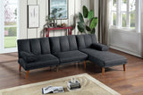 Black Polyfiber Sectional Sofa Set Living Room Furniture Solid wood Legs Plush Couch Adjustable Sofa Chaise | Home Elegance USA