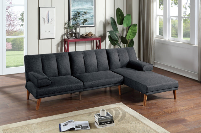 Black Polyfiber Sectional Sofa Set Living Room Furniture Solid wood Legs Plush Couch Adjustable Sofa Chaise | Home Elegance USA