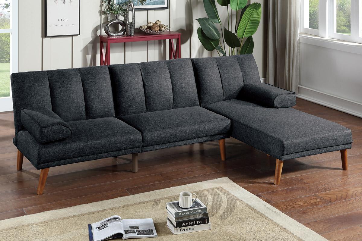 Black Polyfiber Sectional Sofa Set Living Room Furniture Solid wood Legs Plush Couch Adjustable Sofa Chaise | Home Elegance USA