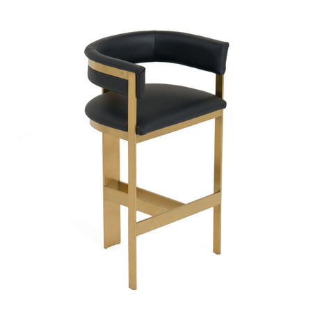 Modrest Boswell - Modern Black + Matte Gold Barstool - sold by Home Elegance USA