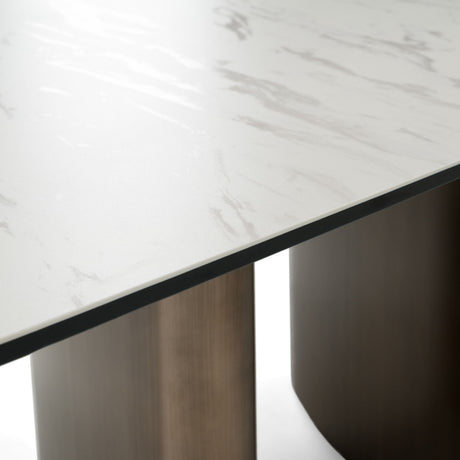 Bounty White Ceramic & Antique Brass Dining Table – VIG Furniture - sold by Home Elegance USA