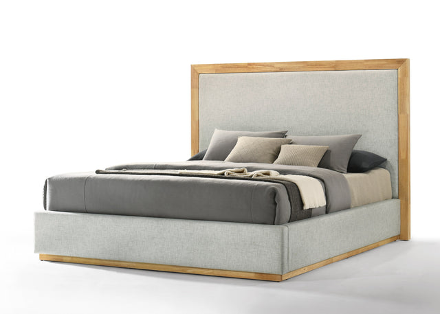 Eastern King Santa Barbara - Modern Grey Fabric + Natural Bed - View Image 1