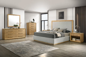 Eastern King Santa Barbara - Modern Grey Fabric + Natural Bedroom Set - View Image 1