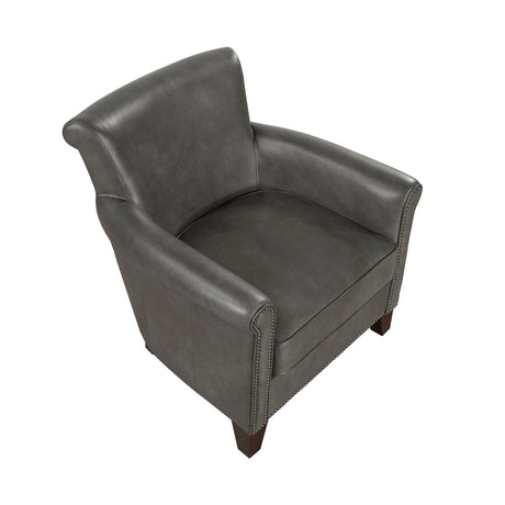 Homelegance Braintree accent chair in gray, side profile, highlighting its contemporary silhouette and comfortable cushioning.