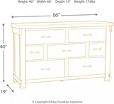 Signature Design by Ashley Brashland Farmhouse 7 Drawer Dresser with Dovetail Construction, Textured White B740-31 - Home Elegance USA