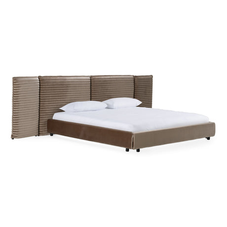 Eastern King Breslow - Modern Dark Taupe Velvet Bed