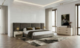 Eastern King Breslow - Modern Dark Taupe Velvet Bed