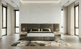 Eastern King Breslow - Modern Dark Taupe Velvet Bed