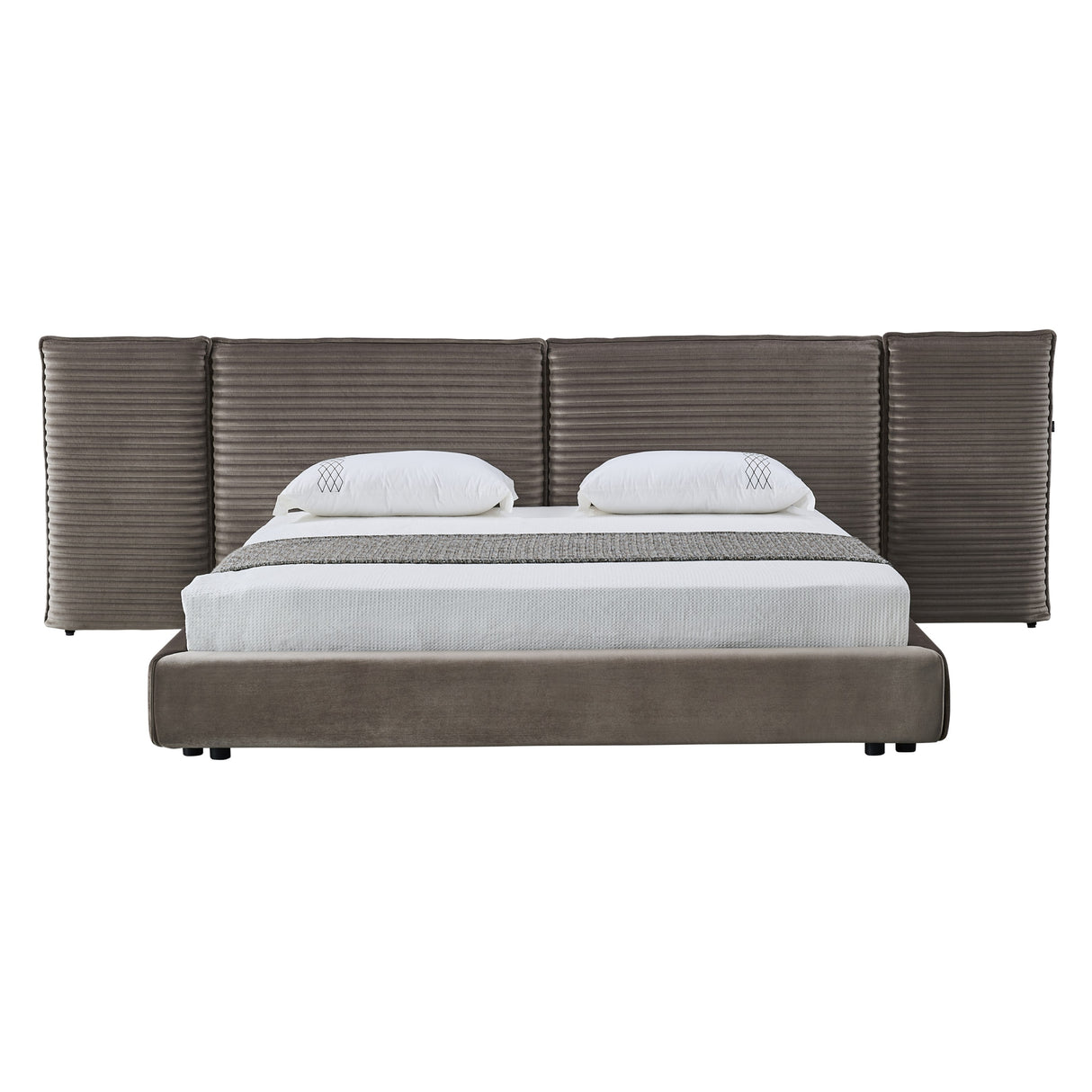 Eastern King Breslow - Modern Dark Taupe Velvet Bed - View Image 1