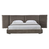Eastern King Breslow - Modern Dark Taupe Velvet Bed - View Image 1