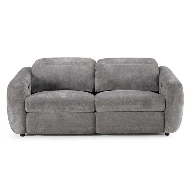 Brevig - Modern Grey Fabric Sofa w/ 2 Recliners - View Image 1