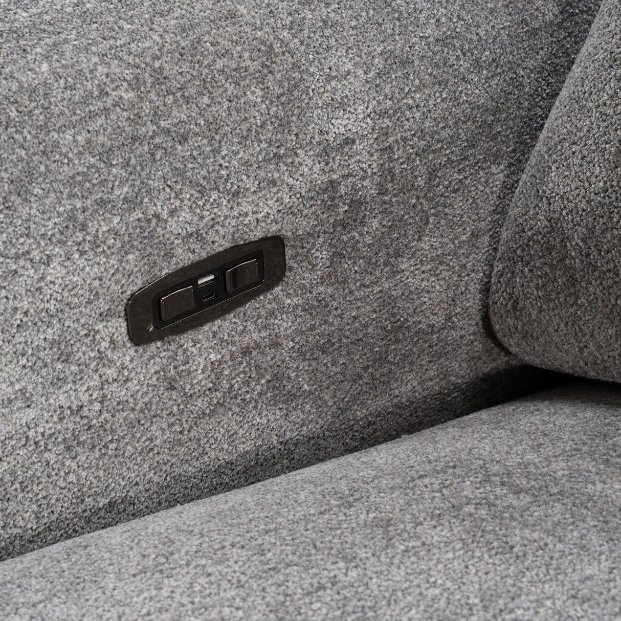 Brevig - Modern Grey Fabric Sofa w/ 2 Recliners - View Image 1