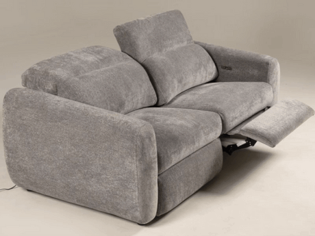 Brevig - Modern Grey Fabric Sofa w/ 2 Recliners - View Image 1