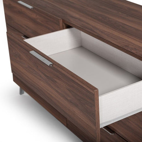 Eastern King Lamont + Brooklyn - Modern Beige Fabric + Walnut 4-Piece Bedroom Set