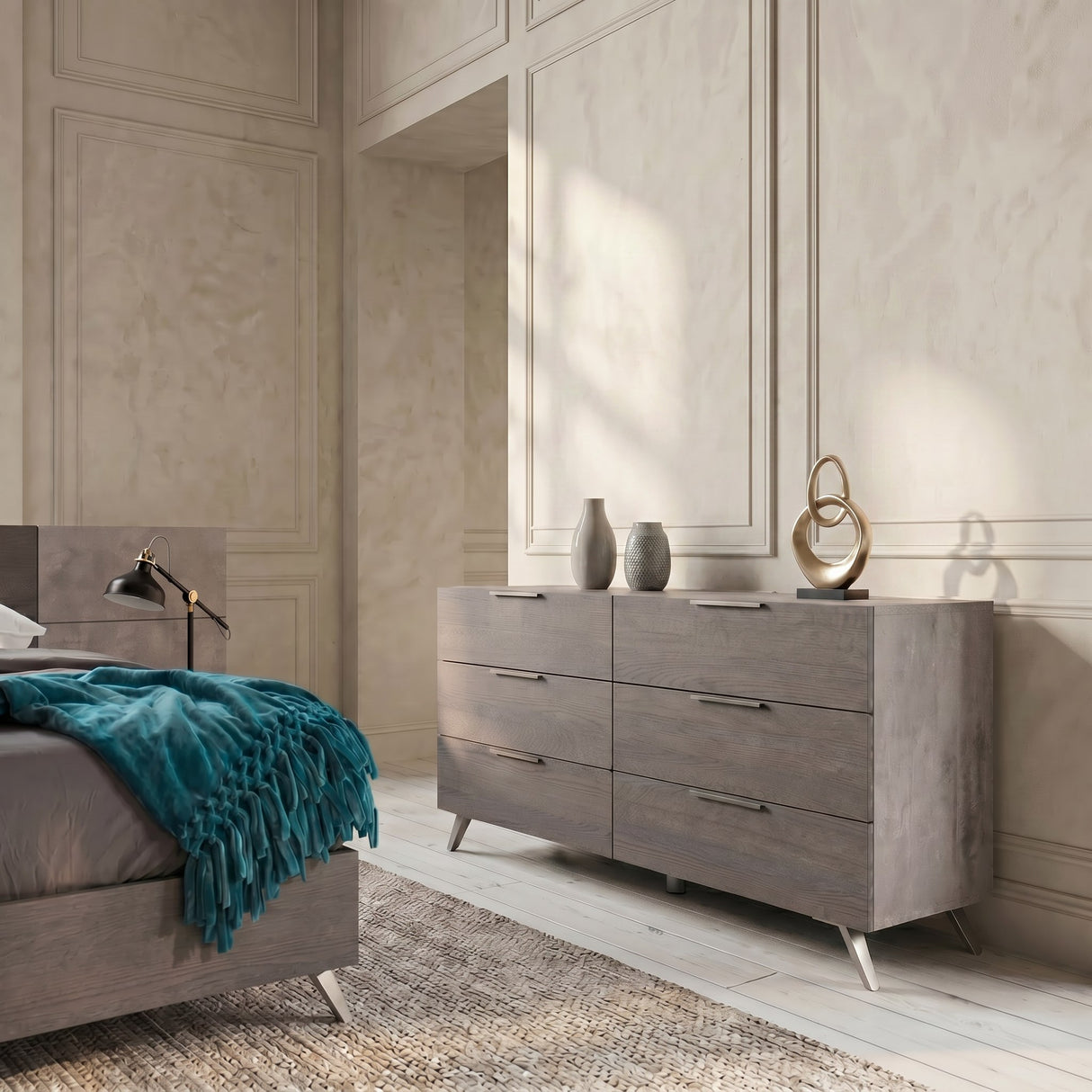 Bronx Italian Modern Faux Concrete & Grey Dresser - View Image 1