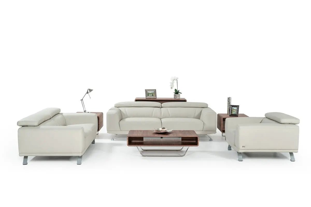 Divani Casa Brustle Modern Light Grey Eco - Leather Sofa Set Vgkn8334 - Ltgry - VGKN8334 - LTGRY - Home Elegance USA - 2