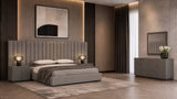 Queen Buckley - Modern Grey & Black Stainless Steel Bed w/ Nightstands